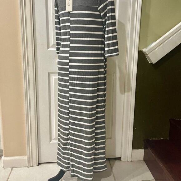 Exist Maxi Dress 3/4 Sleeve Stripe Ribbed Size Medium versatile chic BEACHY - Picture 11 of 16
